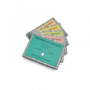 Arches Bloc papier aquarelle 300g/m&sup2;, 14,8 x 21 cm - Bloc de 12 feuilles, coll&eacute; 1 c&ocirc;t&eacute;, 300 g/m&sup2;, 2. Grain torchon