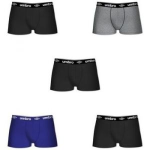 Umbro Boxer Homme 100% Coton, Calecon Homme, Respirant, Agr&eacute;able (Lot de 5), Noir, Gris, Bleu, Taille 2XL