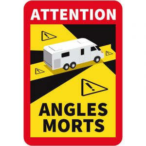 Autocollants Attention Angles Morts Camping.Car (M0379). A l'unité . - A l'unité