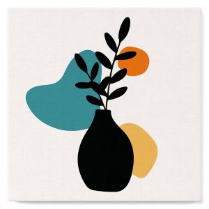 Mini peinture au numéro : Plante et Vase bleu - toile tendue sur chassis