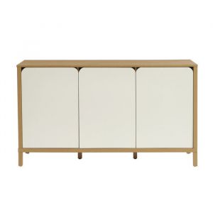 Buffet effet chêne 3 portes blanches 140cm