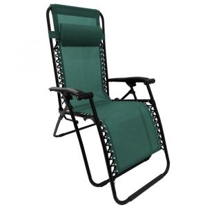 Terre Jardin - Fauteuil transat relax pliable multiposition + appui‑tête réglable - Vert