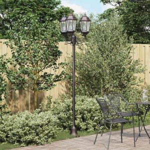 VidaXL Poteau de lumi&egrave;re de jardin Bronze Aluminium, verre