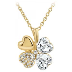 Collier Femme So Charm - B128-DORE-CRYS - Collier Tr&egrave;fle Dor&eacute;