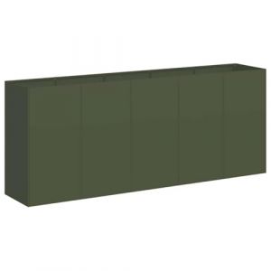 VidaXL Jardinière vert olive 200x40x80 cm acier laminé à froid