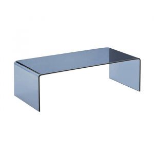 Table basse rectangulaire en verre tremp&eacute; 110cm bleu gris - Glintz