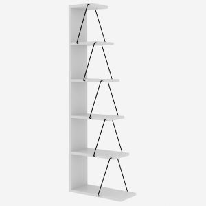 Image de Cotecosy Bibliothèque Tlosy 50x150cm Bois Blanc et Métal Noir