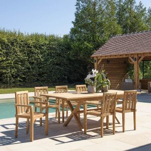 Macabane HARRIS - Salon de jardin en teck 8/10 personnes