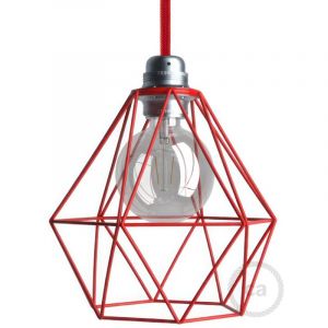 Abat-jour Cage Diamond E27 en m&eacute;tal - Rouge