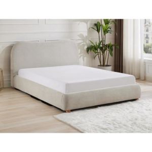 Lit coffre 140 x 190 cm - Tissu - Beige + Matelas - VANARI