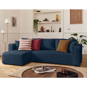 Topaze - canapé d'angle déhoussable réversible 4 places en velours côtelé