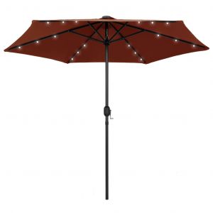 Image de VidaXL Parasol avec LED et mât en aluminium 270 cm Terre cuite