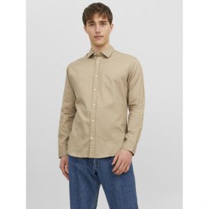 Jack & Jones Chemise &agrave; carreaux homme beige en coton Liam