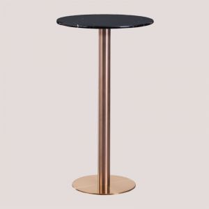 Image de Table Haute de Bar Ronde en Marbre (Ø60 cm) Cosmopolitan SKLUM Or Rose 104 cm
