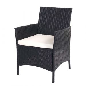 2x fauteuil de jardin Halden en polyrotin, fauteuil en osier ~ anthracite, coussin crème