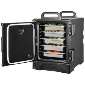 Conteneur Isotherme pour Bac Gastronorme 75 L-VEVOR-avec Boucle Poignées et Roulettes Porte-plateaux pour Restauration Cantine