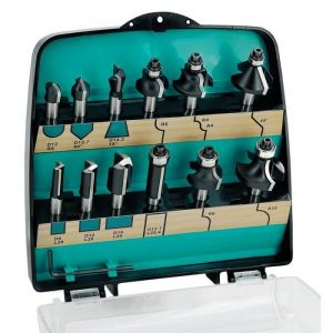 ENT 09012 Lot de 12 pièces de fraises en carbure - tige 8 mm - 8 catégories de fraises différentes - dans un coffret en plastique de haute qualité (INTECRO, neuf)