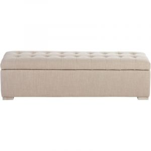 Signature Banc coffre en tissu lin capitonné VATICAN