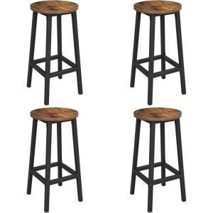 Image de VASAGLE Tabourets de Bar Lot de 4 Chaises Si&egrave;ge Haut Cadre M&eacute;tallique Montage Facile Hauteur 65 cm Marron Rustique et Noir