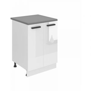 Meuble Cuisine Bas avec Plan de Travail SD20 i Meubles de Cuisine - Taille: 51,6 x 60 x 85 cm i Petit Meuble Cuisine - 2 Portes i Couleur : Blanc