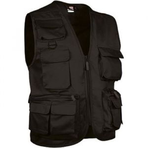 Gilet Reporter Multipoches Sans Manches - Safari Noir
