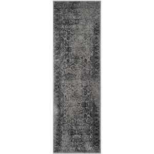 Tapis de salon interieur en gris & noir, 76 x 244 cm
