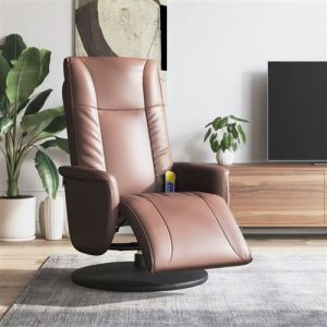 VidaXL Fauteuil inclinable de massage repose-pieds marron similicuir 356514
