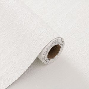 Ideko Papier Peint 3D effet ondulation Blanc adh&eacute;sif auto collant &eacute;paississement 60CM x 2.8M en rouleau Style jardin doux 1.68m2