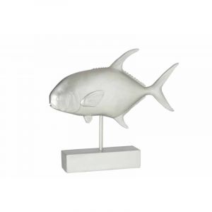 Statue Déco "Poisson sur Pied" 51cm Argent Prix