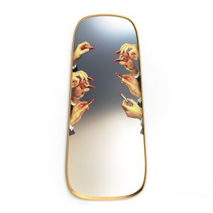 Seletti Miroir mural MIRRORS GOLD FRAME TOILETPAPER L 62 x H 140 cm (Lipsticks - Verre, MDF et laiton)