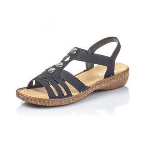 Image de Rieker Femme Sandales 62831, Dame Sandale à lanières,Sandales à lanières,Chaussures d'été,Sandales d'été,Confortable,Plat,Schwarz,38 EU / 5 UK