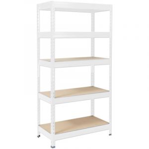 Mammut Étagère pour charge lourde Meuble de rangement Grizzly 5 Étages (aggloméré) Blanc 180 x 90 x 60 cm Charge Max : 875 kg