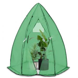 VOUNOT Serre de Jardin PE Abri d'Hivernage Dôme pour Légumes Plantes Fleurs Serre Tipi avec Bâche Renforcée 135g/m2 pour Balcon et Terrasse 160x160x180cm Vert