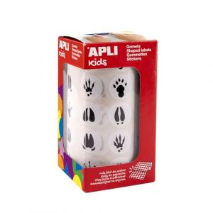 Rouleau de gommettes rondes - 20 mm - Motif empreintes d'animaux - Apli