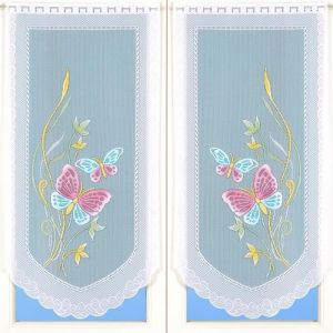 Image de Homemaison Paire de vitrages en dentelle motifs papillons peint 60 x 120 cm