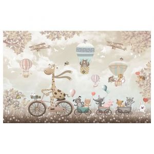 Affiche enfant girafe à velo - 60x40cm - made in France - Gris