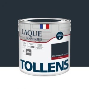 Tollens Peinture Laque - Ultra Résistante aux lessivages Multisupport boiseries, murs, meubles - Brillant - Gris Anthracite - 2L = 24m2