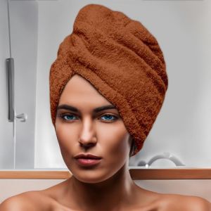 Soleil d'Ocre Serviette de Bain pour la t&ecirc;te en Coton 24x62 cm Lagune Terra