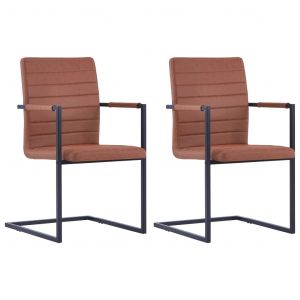 Image de VidaXL Chaises de salle à manger 2 pcs Cantilever Marron Similicuir