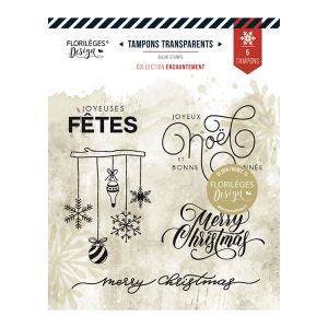 Florilèges Design Tampons transparents Joyeuses fêtes de Noël 5 pcs