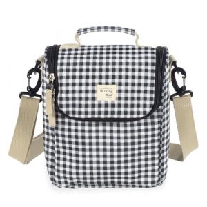 Walking Mum Sac Isotherme pour Nourriture pour bébé I Love Vichy, Grande capacité, Design Polyvalent avec poignée Courte et Sangle pour Le Porter sur Les épaules. Couleur Noire. Dimensions : 26 x 23