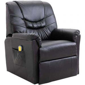 Image de Fauteuil de m age électrique confort relaxant m ant détente cuir artificiel noir 1702070