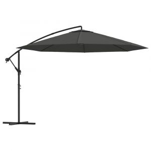 Parasol meuble de jardin en porte-&agrave;-faux avec poteau aluminium 350 cm anthracite 02_0008630