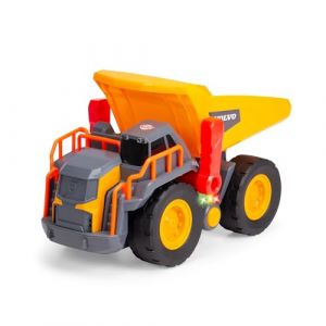Image de Dickie Toys Camion à Benne Volvo Power Dump Truck (30 cm) - Camion Benne basculante Jouet pour Enfants à partir de 3 Ans avec Roue Libre, Commande à Levier, lumière et Son, Convient comme Jouet de