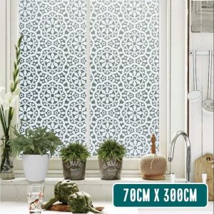 Homewell Film pour fen&ecirc;tre Isolation et protection solaire - Anti-vue - Statique Film auto-adh&eacute;sif HR++ Lace 70x300