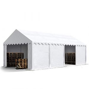 Toolport - Hangar / Tente de stockage professional 4 x 8 m blanc pvc 800 n imperm&eacute;able hauteur 2 m