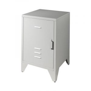 DRAWER Table de chevet en métal gris