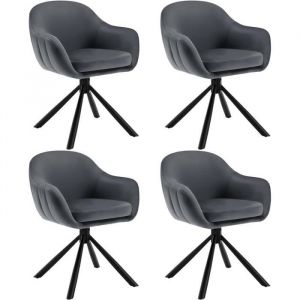 Lot de 4 Chaises Salle à Manger Pivotante à 360° en Velours. Pieds en Métal. Chaise de Cuisine avec Dossier et Accoudoirs. Chaise Ergonomique. Chaise