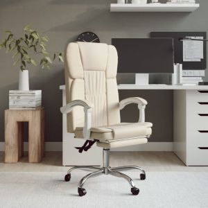 VidaXL Fauteuil inclinable de bureau Crème Similicuir - Cream