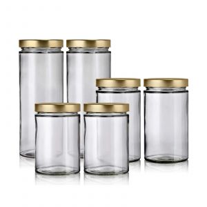 Image de Lot de 6 bocaux en verre 3 tailles couvercles doré